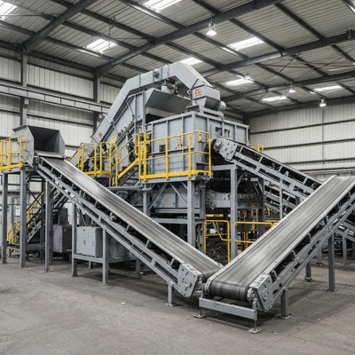 Industrial magnetic separator and conveyor belt for scrap metal