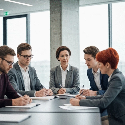 Professional attending a workshop on environmental regulations, taking notes, diverse group