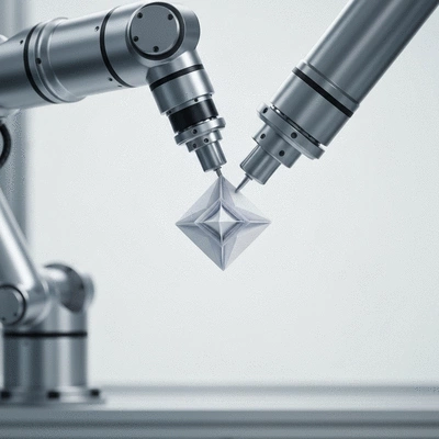 AI-powered robotic arm sorting different types of waste on a conveyor belt in a modern recycling facility