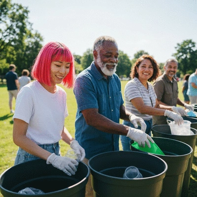 Community members participating in a recycling program