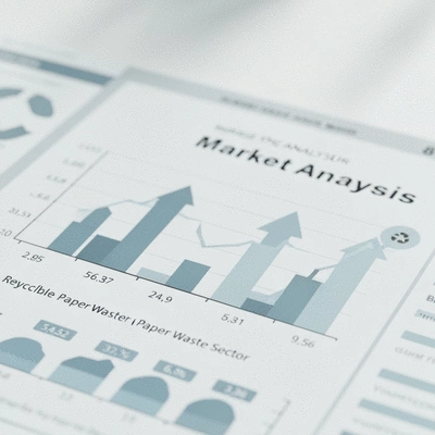 Market analysis chart showing growth in recyclable paper waste sector, no text, no words, no typography, clean image
