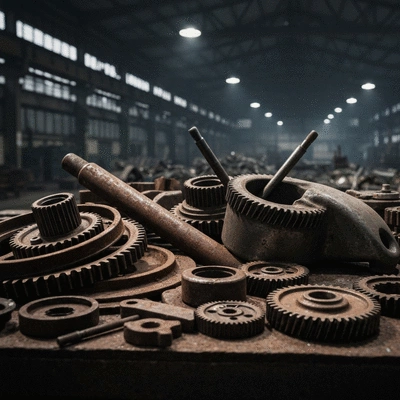 Recycled metal scraps sorted by type