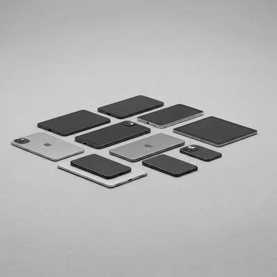 Modern electronic devices like smartphones, laptops, and tablets neatly arranged for recycling