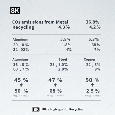 Graphic illustrating CO2 emissions reduction from metal recycling, clean image