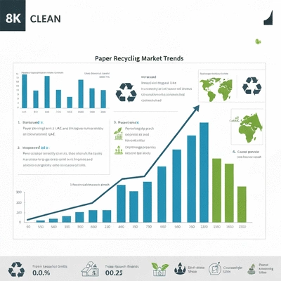 Paper recycling market trends in UAE, showing growth and sustainability, no text, no words, no typography, 8K, clean image