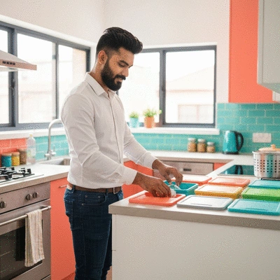 Family sorting household waste into different recycling bins, with a focus on reduction and reuse, no text, no words, no typography