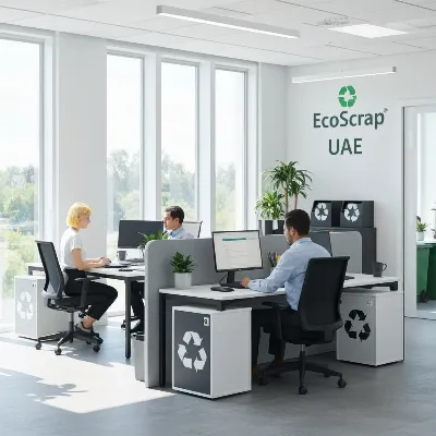 Modern EcoScrap UAE office with recycling bins